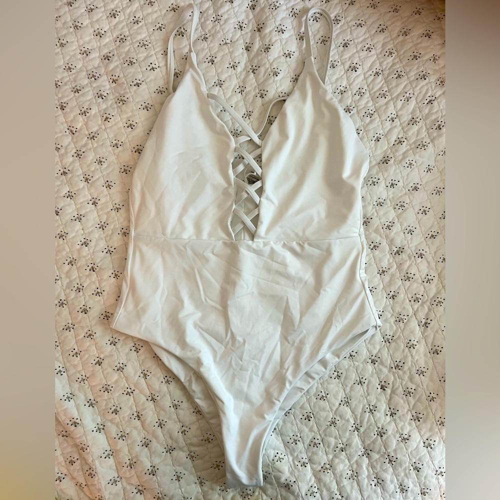 Lulus white one piece bathing suit